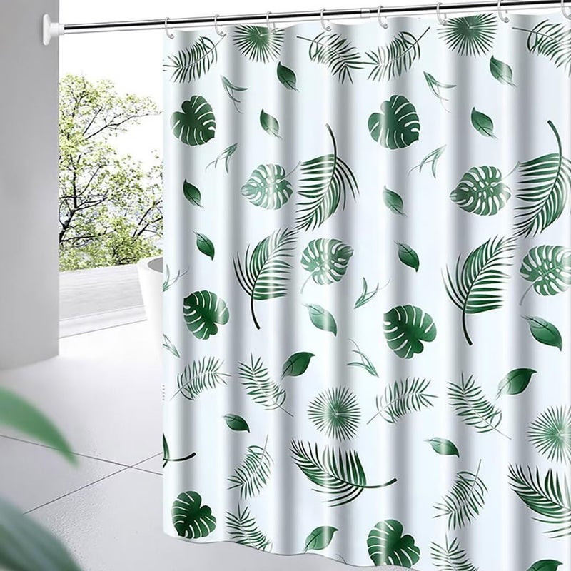 TIKABC Shower Curtain Liner, 4G PEVA Green Leaf Shower Liner, Plastic Waterproof Shower Curtains, 72x72 inch with Grommet Holes 3 Magnetic Weights - Image 1
